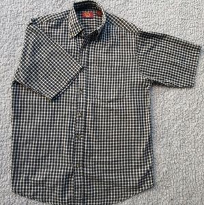 Haggar Mens M Plaid Short-Sleeve Buttondown Shirt